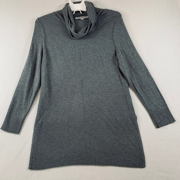 Adrienne Vittadini Women's Pullover Long Sleeve Ribbed Knit Sweater Tunic Gray L - Picture 4 of 12